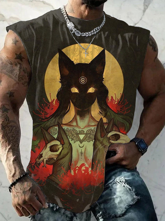 Retro Funny Illustration Printed Casual Tank Top