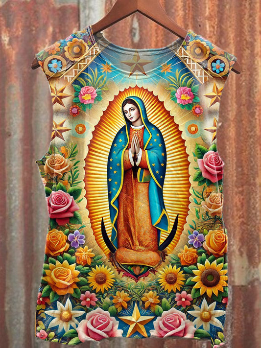 Vintage Virgin Mary Illustration Art Print Casual Cotton Tank Top