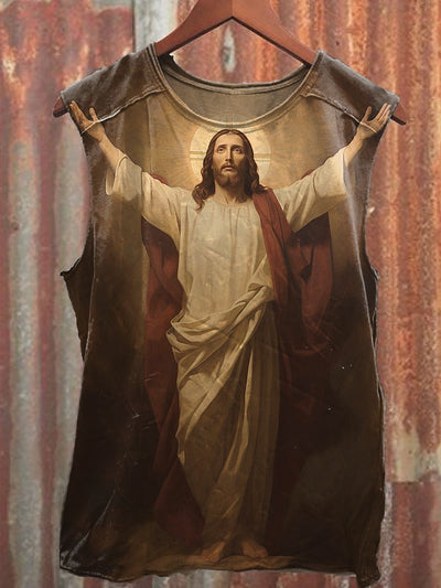 Men's Casual Jesus Printed Tank Top