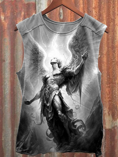Retro Angel Illustration Art Print Casual Cotton Tank Top