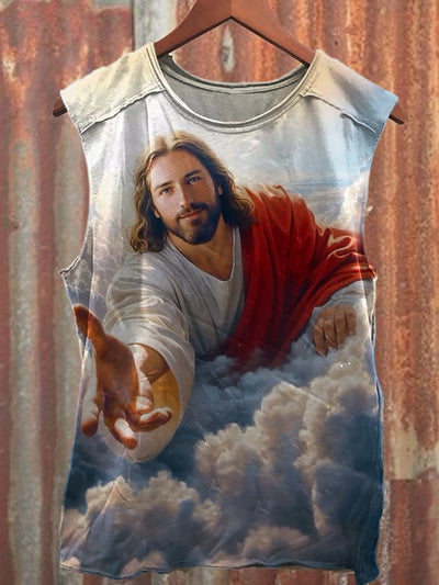 Men's Casual Jesus Printed Tank Top