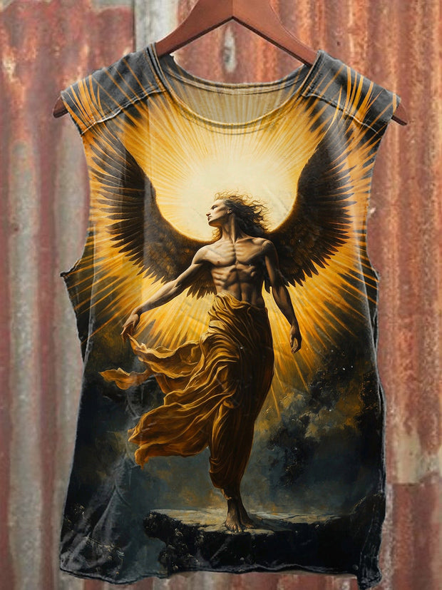 Retro Angel Illustration Art Print Casual Cotton Tank Top
