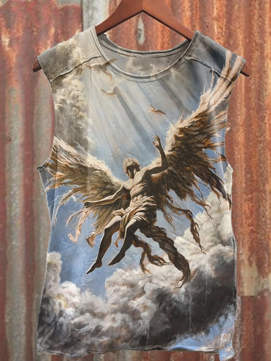 Retro Angel Illustration Art Print Casual Cotton Tank Top
