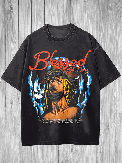 Religion Printed Vintage Fashion Loose Short Sleeve T-Shirt