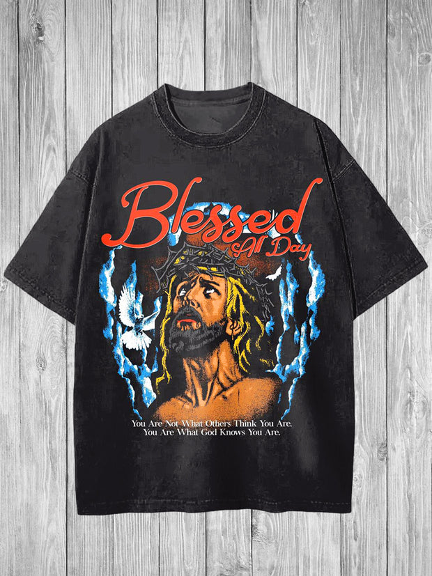 Religion Printed Vintage Fashion Loose Short Sleeve T-Shirt
