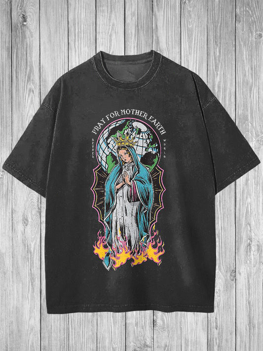 Religion Printed Vintage Fashion Loose Short Sleeve T-Shirt
