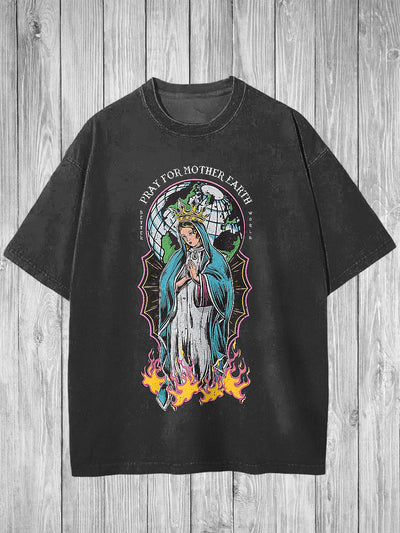 Religion Printed Vintage Fashion Loose Short Sleeve T-Shirt