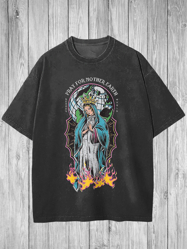Religion Printed Vintage Fashion Loose Short Sleeve T-Shirt
