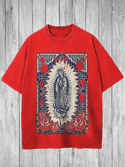 Religion Printed Vintage Fashion Loose Short Sleeve T-Shirt