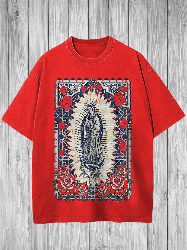 Religion Printed Vintage Fashion Loose Short Sleeve T-Shirt
