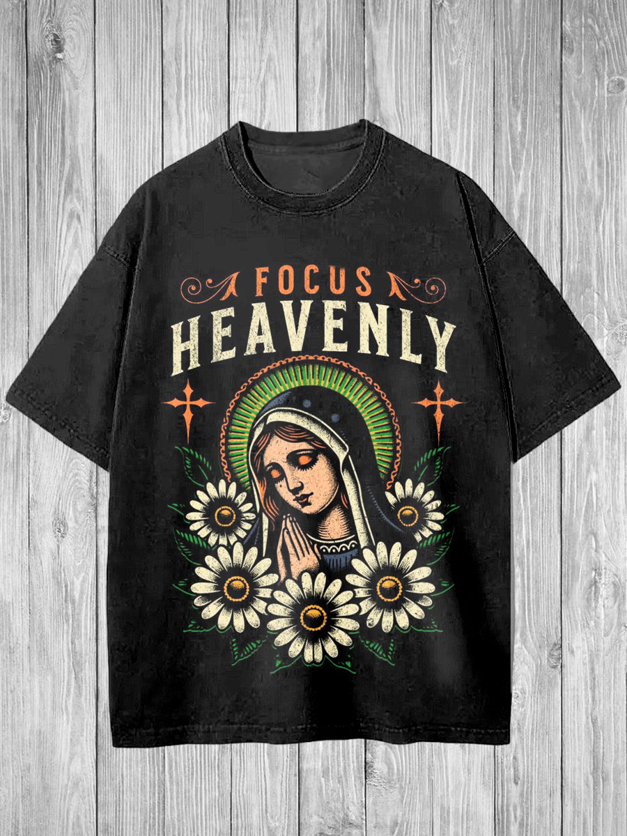 Religion Printed Vintage Fashion Loose Short Sleeve T-Shirt