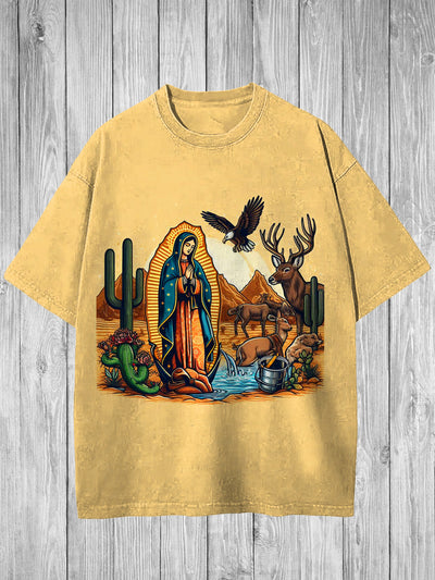 Religion Printed Vintage Fashion Loose Short Sleeve T-Shirt