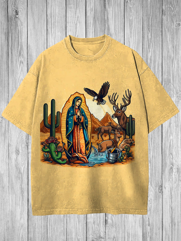 Religion Printed Vintage Fashion Loose Short Sleeve T-Shirt