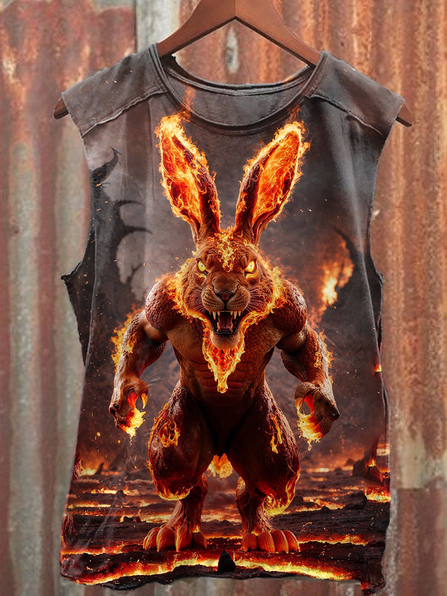Fashion Easter Bloody Bunny Illustration Art Print Casual Tank Top