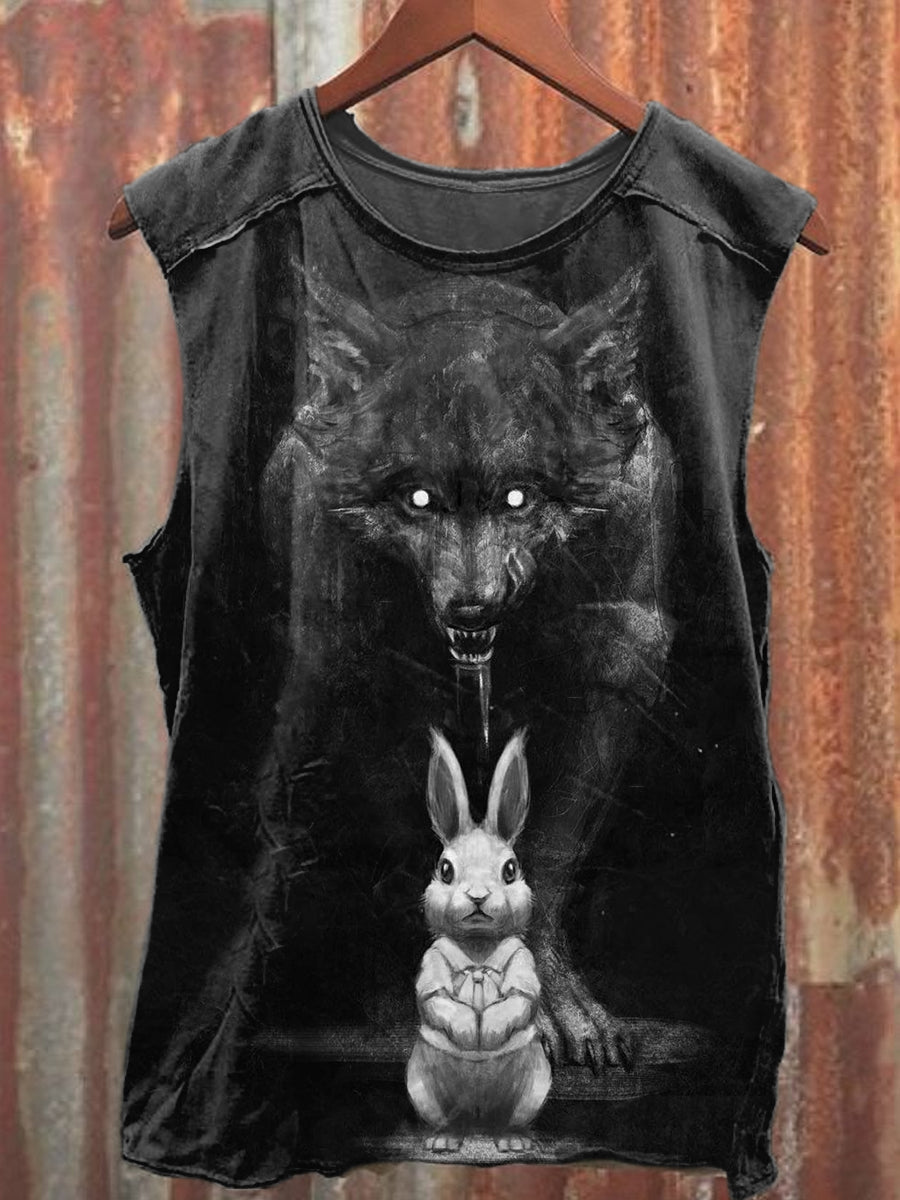 Fashion Easter Bloody Bunny Illustration Art Print Casual Tank Top