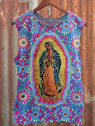 Vintage Virgin Mary Illustration Art Print Casual Cotton Tank Top