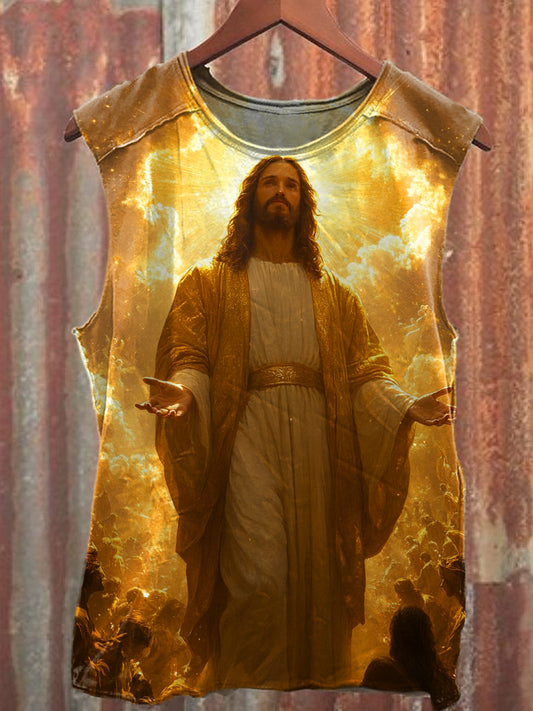 Men's Casual Jesus Printed Tank Top