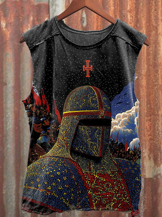 Vintage Crusader Art Print Casual Cotton Tank Top