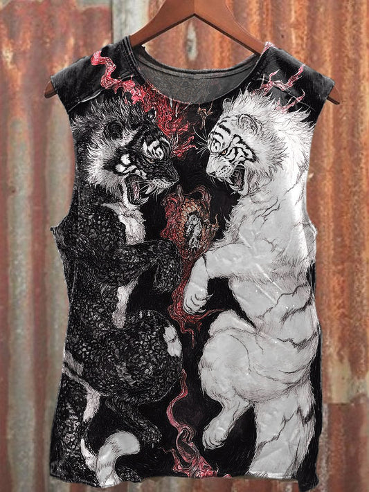 Men's Casual Tiger Printed Tank Top