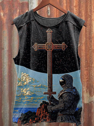 Vintage Crusader Art Print Casual Cotton Tank Top