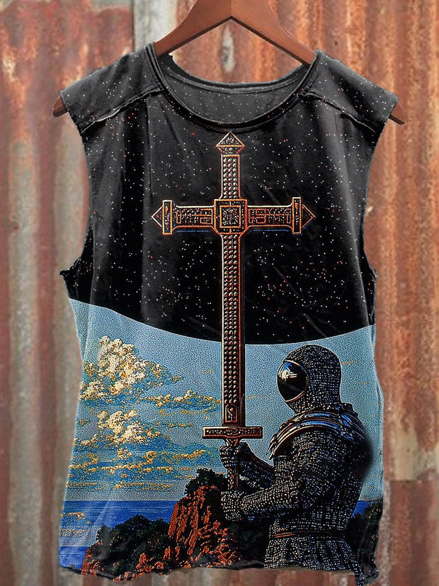 Vintage Crusader Art Print Casual Cotton Tank Top