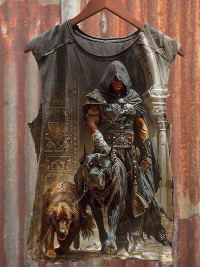 Vintage Warrior Art Print Casual Cotton Tank Top