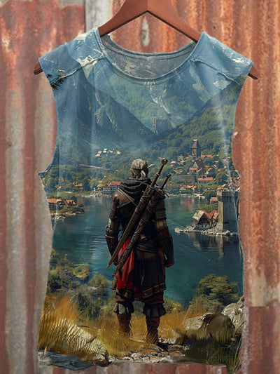 Vintage Warrior Art Print Casual Cotton Tank Top