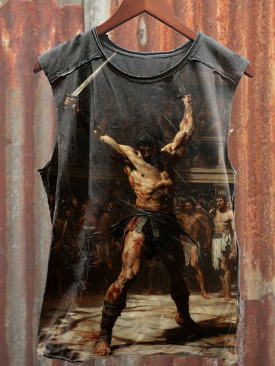 Vintage Warrior Art Print Casual Cotton Tank Top