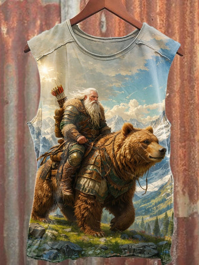 Vintage Warrior Art Print Casual Cotton Tank Top