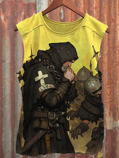 Vintage Crusader Art Print Casual Cotton Tank Top