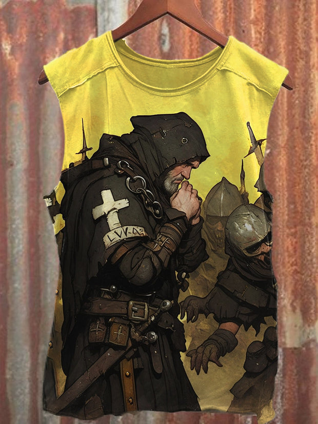 Vintage Crusader Art Print Casual Cotton Tank Top