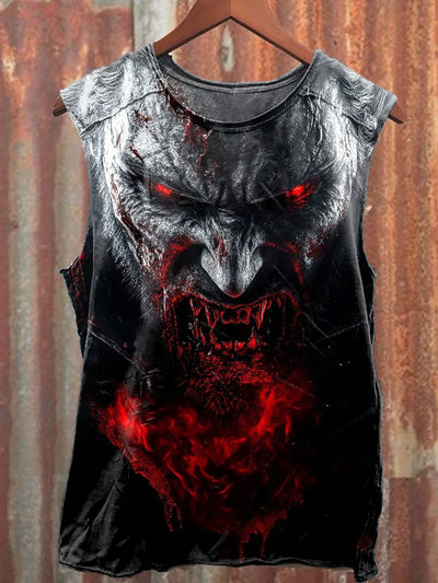 Retro Vampire Art Print Casual Cotton Tank Top