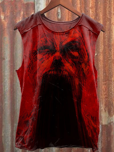 Retro Vampire Art Print Casual Cotton Tank Top