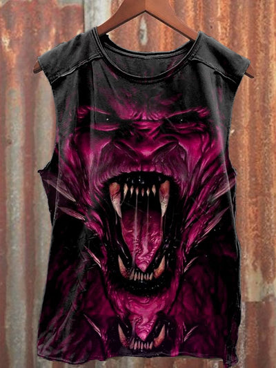 Retro Vampire Art Print Casual Cotton Tank Top