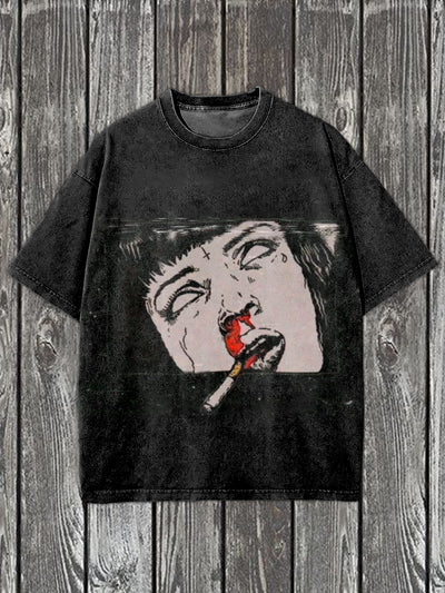 Retro Graffiti Art Print Casual Short Sleeve T-Shirt