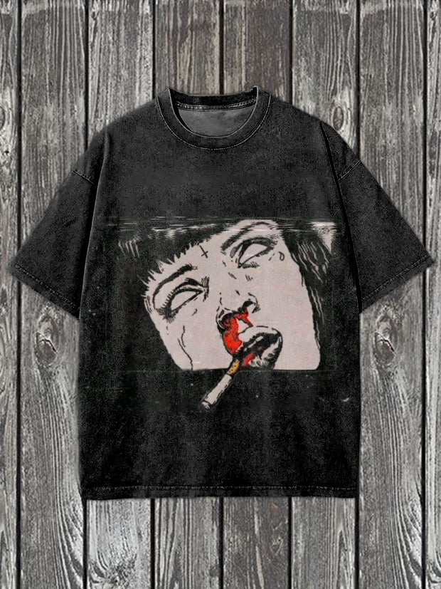 Retro Graffiti Art Print Casual Short Sleeve T-Shirt