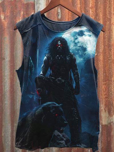 Retro Thriller Hunter Art Print Casual Cotton Tank Top