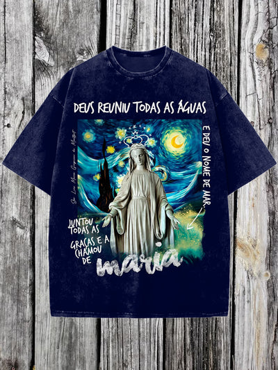 Religion Printed Vintage Fashion Loose Short Sleeve T-Shirt