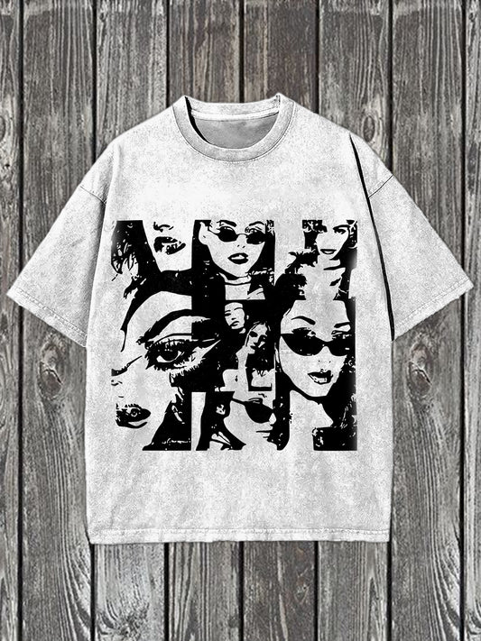 Retro Graffiti Art Print Casual Short Sleeve T-Shirt