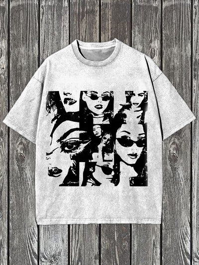 Retro Graffiti Art Print Casual Short Sleeve T-Shirt