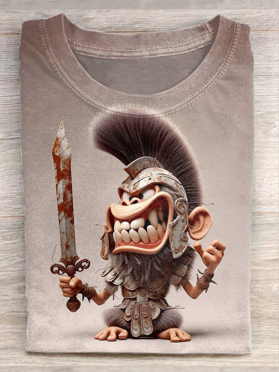 Retro Funny Art Print Casual Short Sleeve T-Shirt
