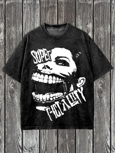 Retro Graffiti Art Print Casual Short Sleeve T-Shirt