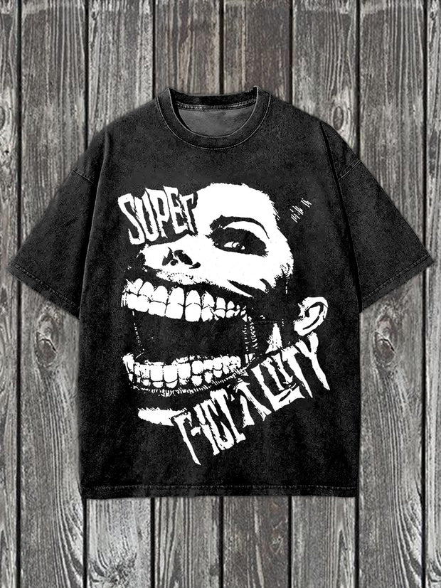 Retro Graffiti Art Print Casual Short Sleeve T-Shirt