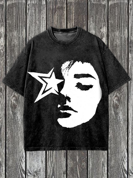 Retro Graffiti Art Print Casual Short Sleeve T-Shirt