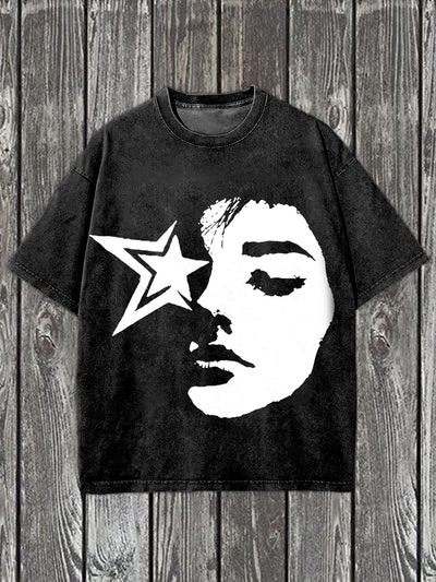 Retro Graffiti Art Print Casual Short Sleeve T-Shirt
