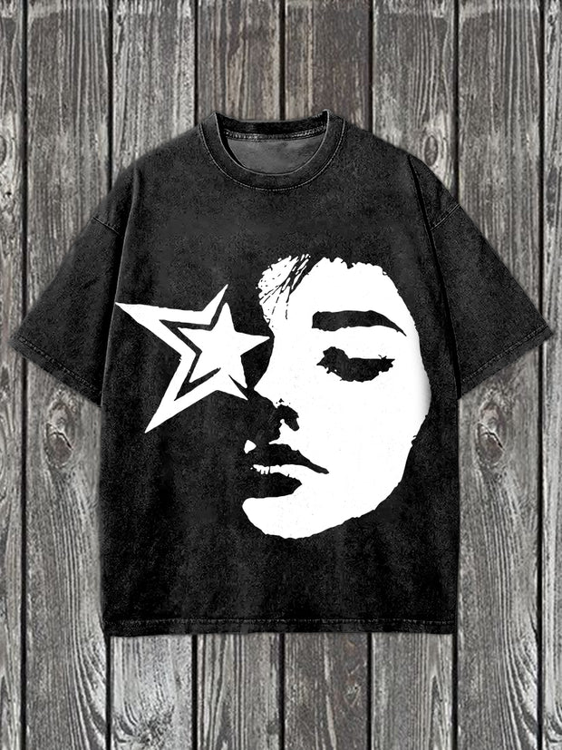 Retro Graffiti Art Print Casual Short Sleeve T-Shirt