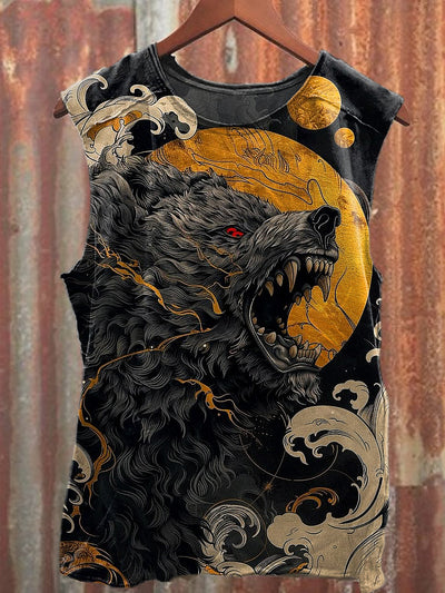 Men's Casual Wolf Printed Tank Top