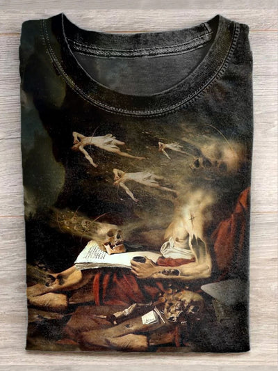 Vintage Abstract Art Print Casual Cotton T-Shirt