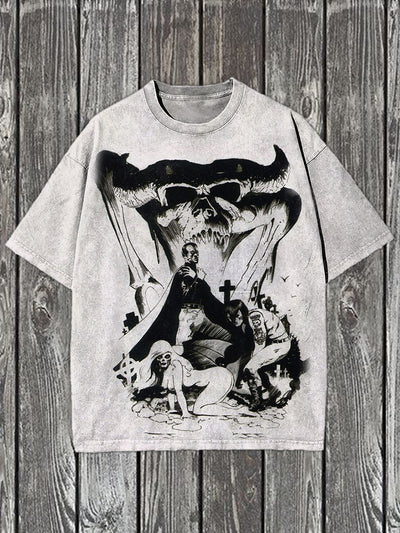 Retro Graffiti Art Print Casual Cotton T-shirt