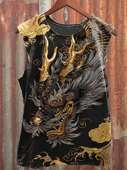 Men's Casual Dragon Printed Tank Top